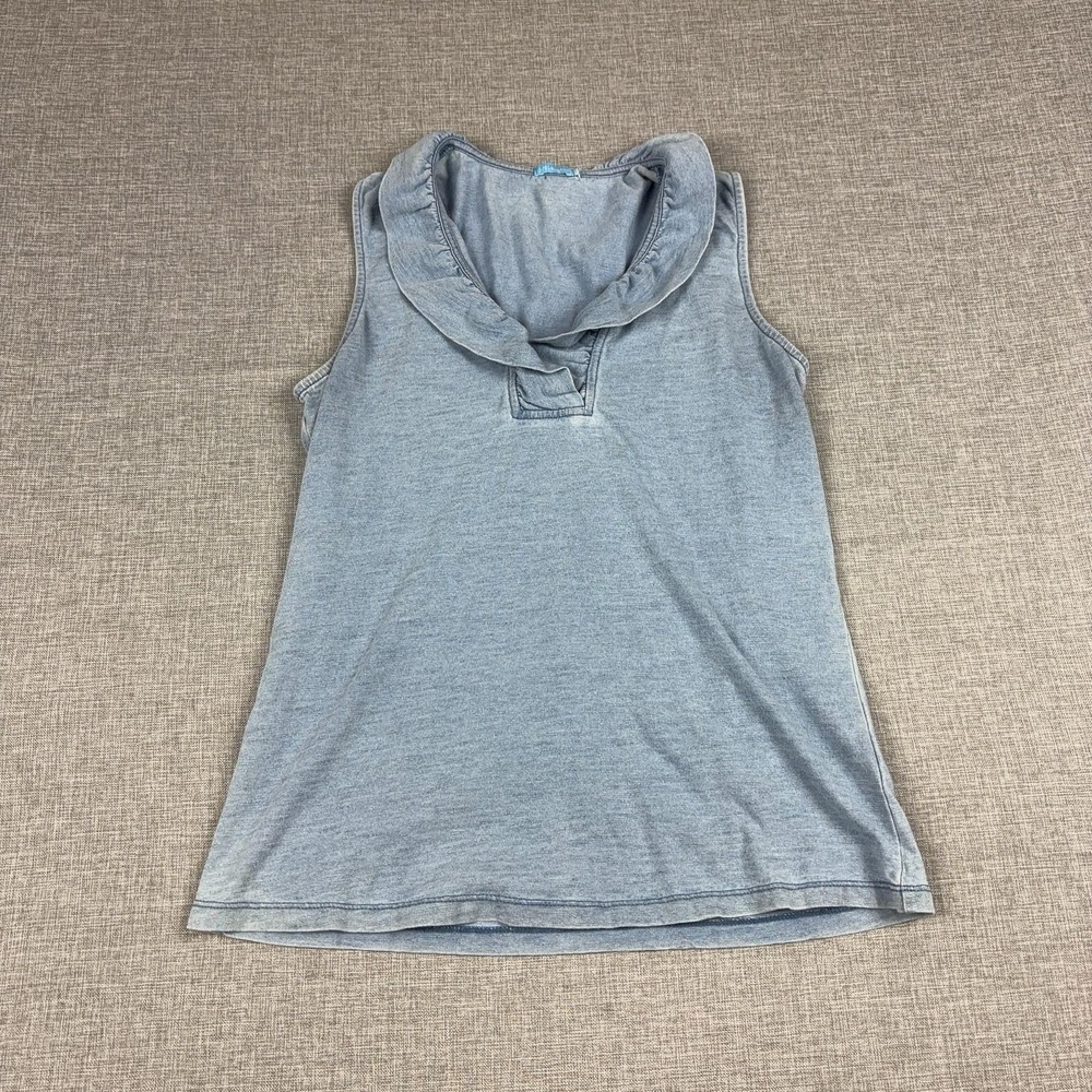 J. McLaughlin Tank Top Womens S‎ Blue Cowl Neck Sleeveless Cotton Jersey Top